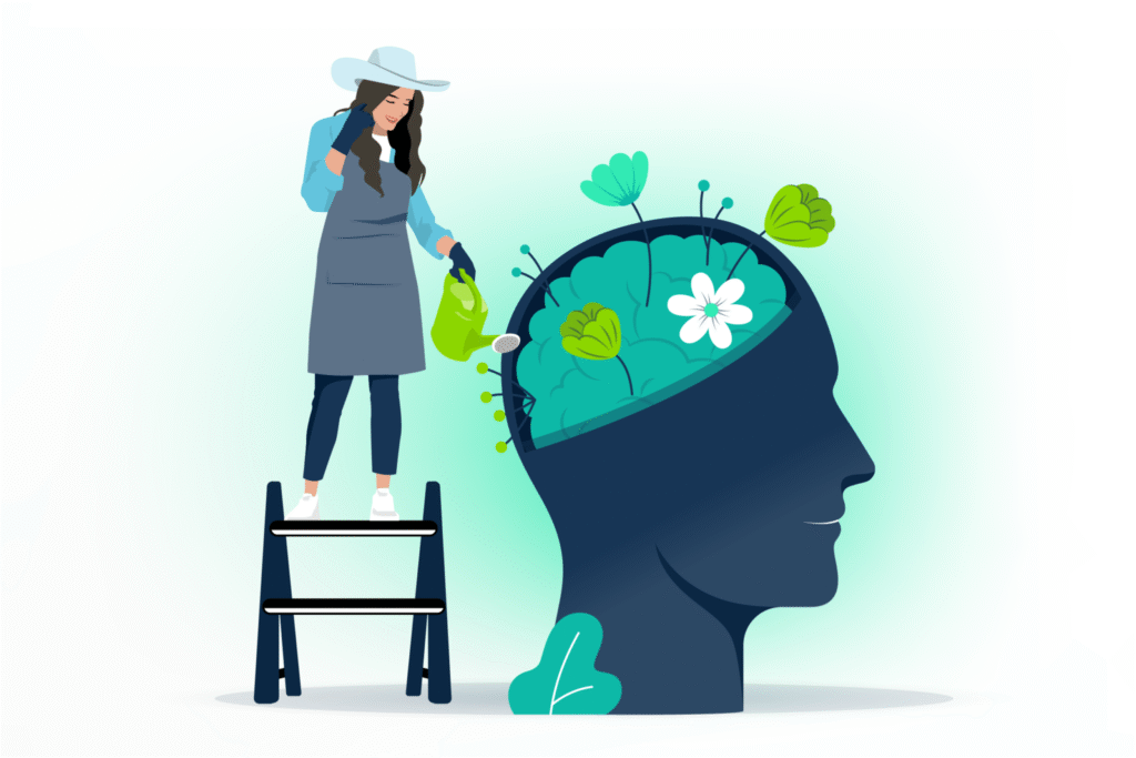 mindset, mentalidade sendo regada, negócios online