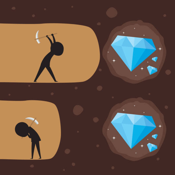 erros no blog - Digging a diamond. Silhouette illustration