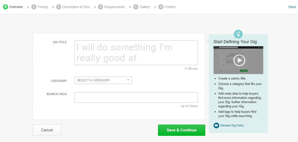 Como criar uma Gig no Fiverr para vender serviços digitais, como ganhar dinheiro no fiverr